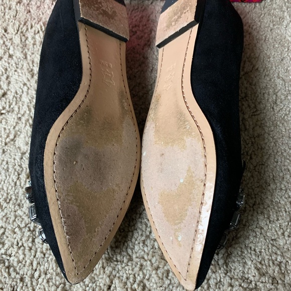 Tory Burch black suede flats with jeweled detailing - Picture 3 of 3